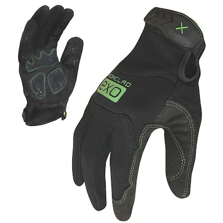 EXO Mechanics Gloves, Synthetic Leather/Foam Padding Palm, Polyester Back, S, Black/Green MPN:EXO2-MPRE-02-S
