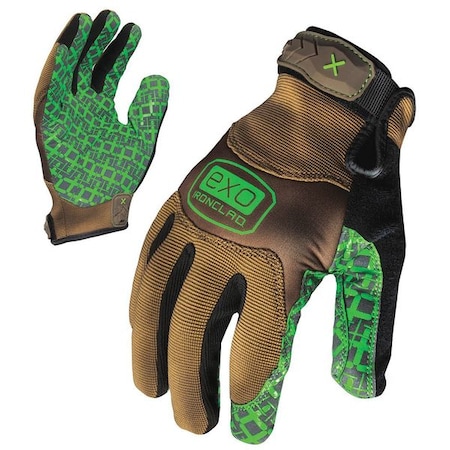 EXO Mechanics Gloves, Silicone Fused Palm, Polyester Back, 2XL, Green/Tan MPN:EXO2-PGG-06-XXL