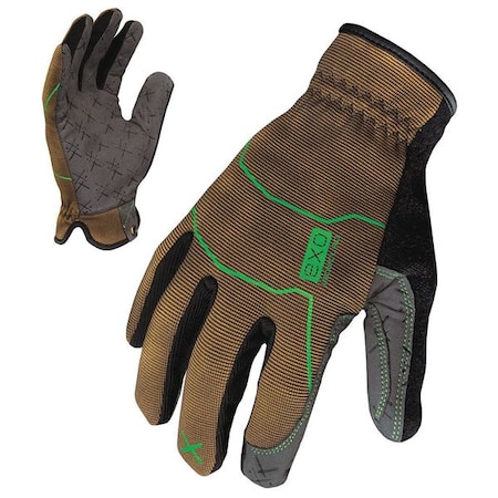 EXO Mechanics Gloves, Synthetic Leather Palm, Polyester Back, M, Green/Tan MPN:EXO2-PUG-03-M