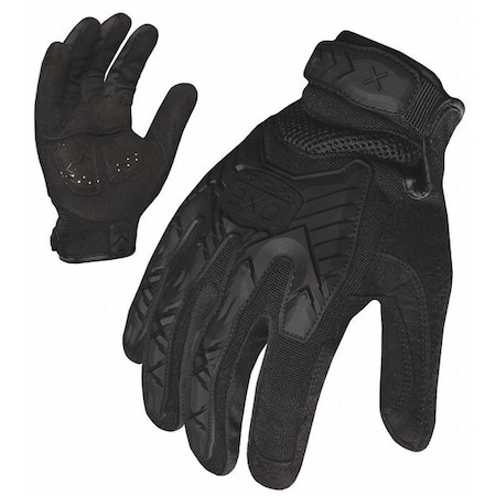 Tactical Glove, Synthetic Leather and Foam Padding Palm, Closed Cuff, Full Finger, Black, Size L MPN:EXOT-IBLK-04-L