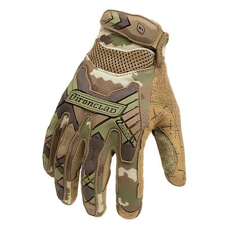 Tactical Impact Gloves, Synthetic Suede Palm, Hook-and-Loop, Pull with Carabiner Hole Cuff, Size XL MPN:EXOT-ICAM-05-XL