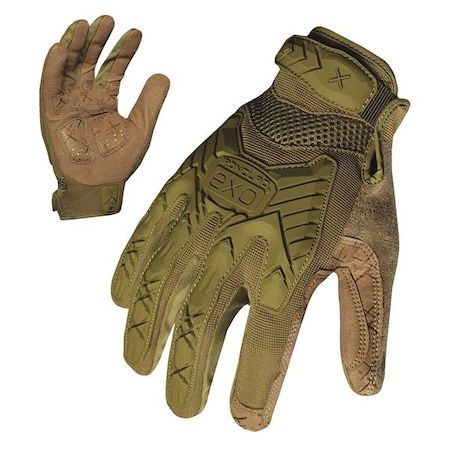 Tactical Glove, Synthetic Leather and Foam Padding Palm, Closed Cuff, Full Finger, Green, Size S MPN:EXOT-IODG-02-S