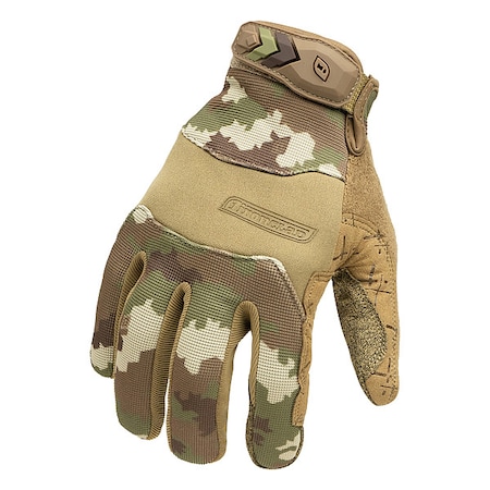 Tactical Pro Gloves, Synthetic Suede Palm, Hook-and-Loop, Pull with Carabiner Hole Cuff, Camouflage MPN:EXOT-PCAM-02-S