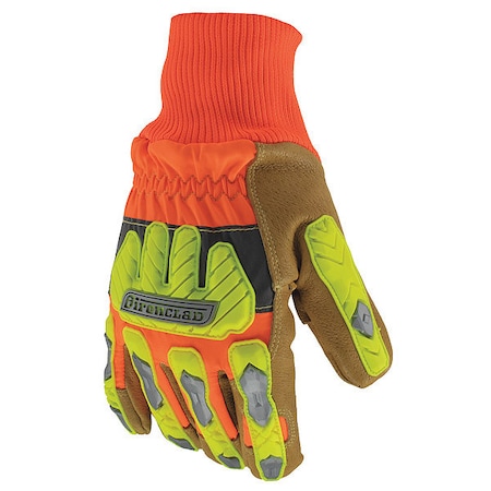 Cold Protection Gloves, Pigskin Leather Palm, Knit Cuff, Orange/Tan, 1 PR MPN:IEX-HVIP5-02-S