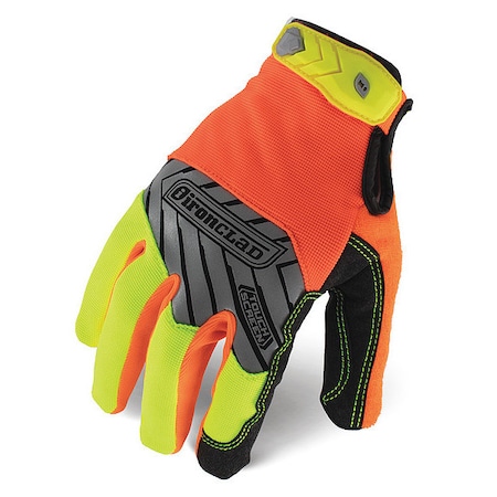 Command™ Hi-Vis Mechanics Touchscreen Gloves, Nylon Palm, Polyester Back, L, Orange/Yellow MPN:IEX-HVP-04-L