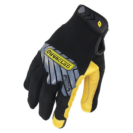 Command™ Mechanics Touchscreen Gloves, Goatskin Leather Palm, Polyester Back, M, Black/Gold MPN:IEX-MPLG-03-M