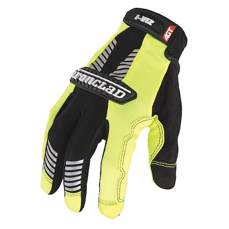 I-Viz® Hi-Vis Mechanics Gloves, Synthetic Leather Palm, Nylon, Spandex Back, L, Green MPN:IVG2-04-L