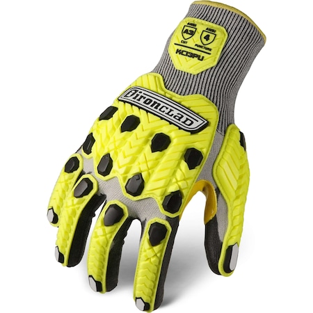 Knit Gloves, Thermoplastic Rubber Back, 3 Abrasion Level, High-Visibility Yellow, M (8) MPN:KCI3PU-03-M