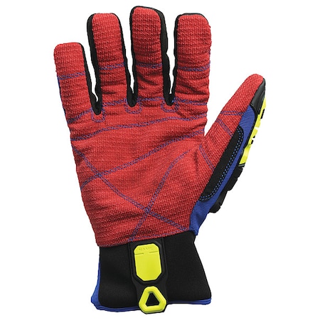 Mechanics Gloves, Nylon/Polyurethane Palm, Polyester Lining, Blue/Red, L ( 4 ) MPN:KDC5W-04-L
