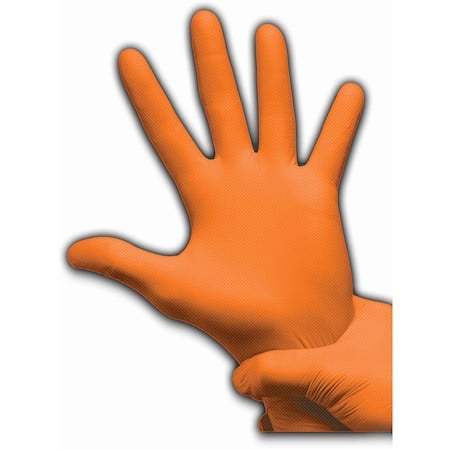 Disposable Gloves, 8 mil Palm, Nitrile, Powder-Free, 100 PK, Orange, XL MPN:M02065