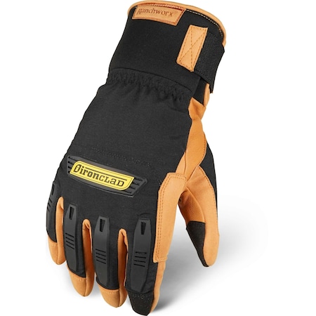 Leather Gloves, Goatskin, Hook-and-Loop Cuff, Keystone Thumb, Full Finger, Tan / Black, S, 1 PR MPN:RWCC-02-S