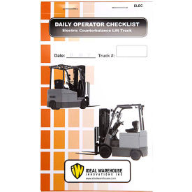 Replacement Checklist 70-1076 for Ideal Warehouse Electric Counterbalance Forklift Checklist Caddy 70-1076