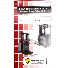 Replacement Checklist 70-1077 for Ideal Warehouse Electric Narrow Aisle Forklift Checklist Caddy 70-1077