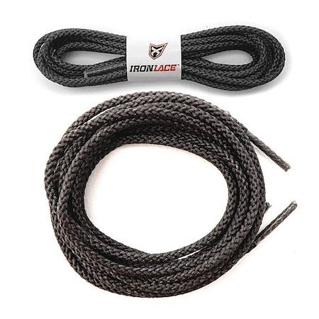 IRONLACE Unbreakable Round Bootlaces - Black, Waterproof & Fire Resistant Shoe Laces 72