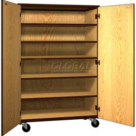 Mobile Wood General Storage Cabinet w/Locks Solid Door 48
