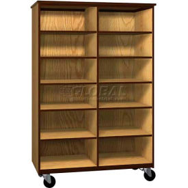 Mobile Wood Cubicle Cabinet 10 Shelves Open Front 48 x 22-1/4 x 72 Maple/Black 2043-O-MP/BLK