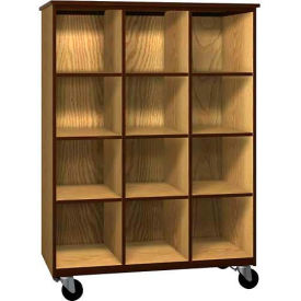 Mobile Wood Cubicle Cabinet 9 Shelves Open Front 48 x 22-1/4 x 66 Maple/Black 2044-O-MP/BLK