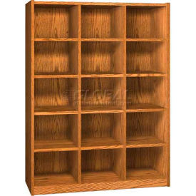 Wood Cubicle Cabinet 15 Openings Open Front 52 x 17-5/8 x 68-3/8 Amber Ash CH15AA