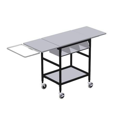 Mobile Table w/ Drop Lves, 3 Comp Org Bin, Trash Bag Hlder & Btm Shlf MPN:ERGO-28-K5