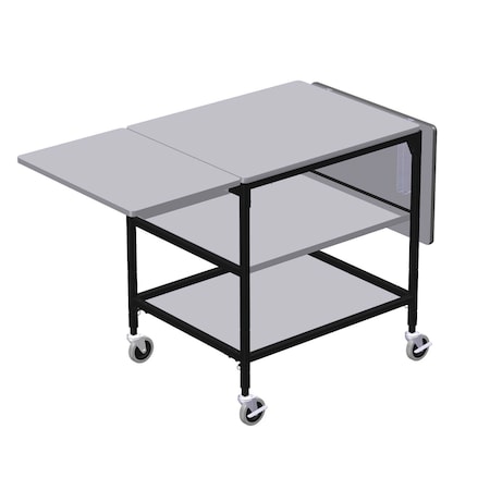 Mobile Work Table with Drop Leaves, Middle & Bottom Shelf MPN:ERGO-32-K3