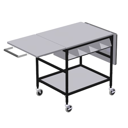Mobile Work Table w/ Drop Leaves, 4 Comp Org Bin, Hang Bar & Btm Shlf MPN:ERGO-32-K6