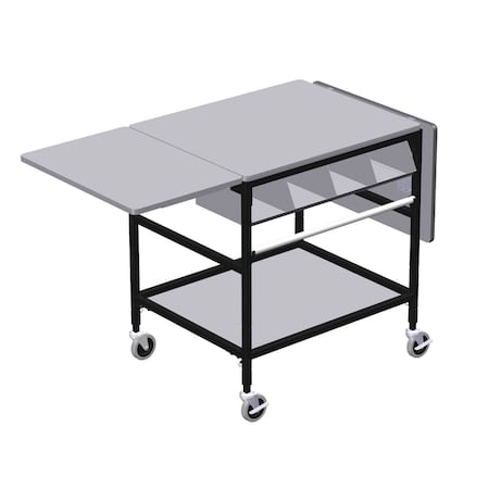 Mobile Table with Drop Lves, 4 Comp Org Bin, Roll Tag Bar & Btm Shlf MPN:ERGO-32-K7
