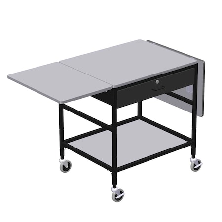 Mobile Work Table with Drop Leaves, 1 Locking Drawer & Btm Shelf MPN:ERGO-32-K8