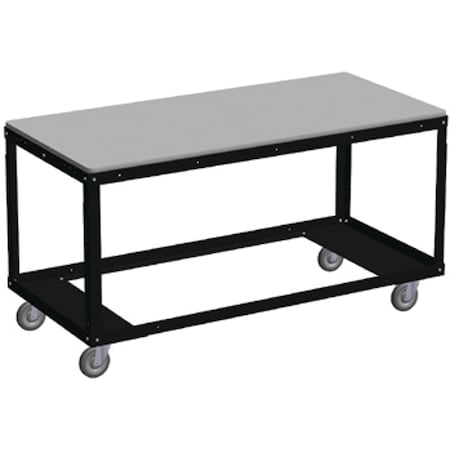 Heavy Duty Mobile Work Table with Drop Leaves & Bottom Grid Shelf MPN:ERGO-64-002