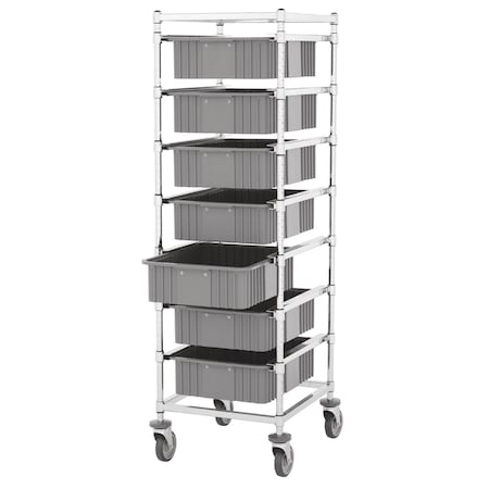 Bin Cart with (7) 22 in x 17 in x 6 in H Gray Bins and Bumpers MPN:KC1-2421-63-AE