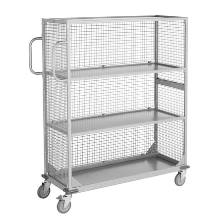 Merchandise Stocking Cart with 4 Solid Shelves & Back Panel MPN:MC-4820ST2-BP