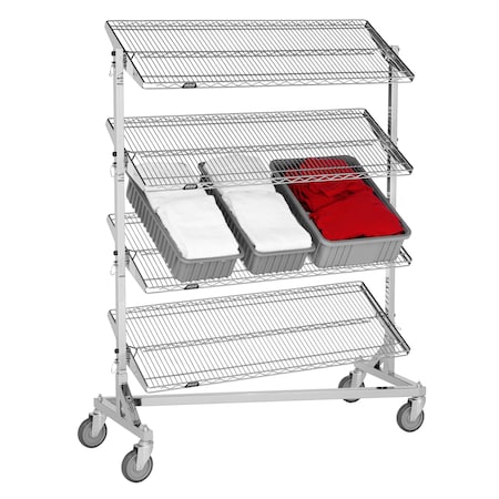 Nesting Wire Cart with 4 Collapsible Reverse Mat Shelves MPN:NT-1848R