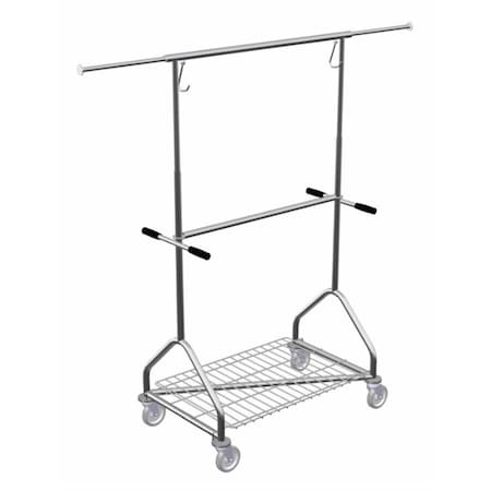 Rolling Rack w/Mid Bar, Btm Grid Shlf & Bmprs;5