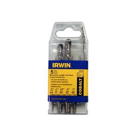Cobalt Left Hand Mechanics Length High Speed Stl Drill Bit S, 5 Piece MPN:HAN30520