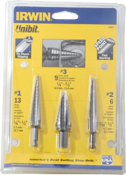 Drill Bit Set: 3 Pc, 0.125