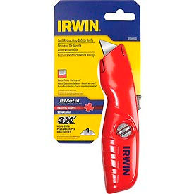 Irwin 2088600 Self-Retracting Safety Utility Knife with Ergonomic No-Slip Handle 2088600