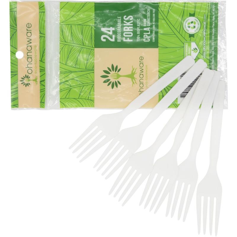 Ohanaware Disposable Cutlery, Forks, White, Pack Of 24 Forks (Min Order Qty 36) MPN:D-PLAF-R