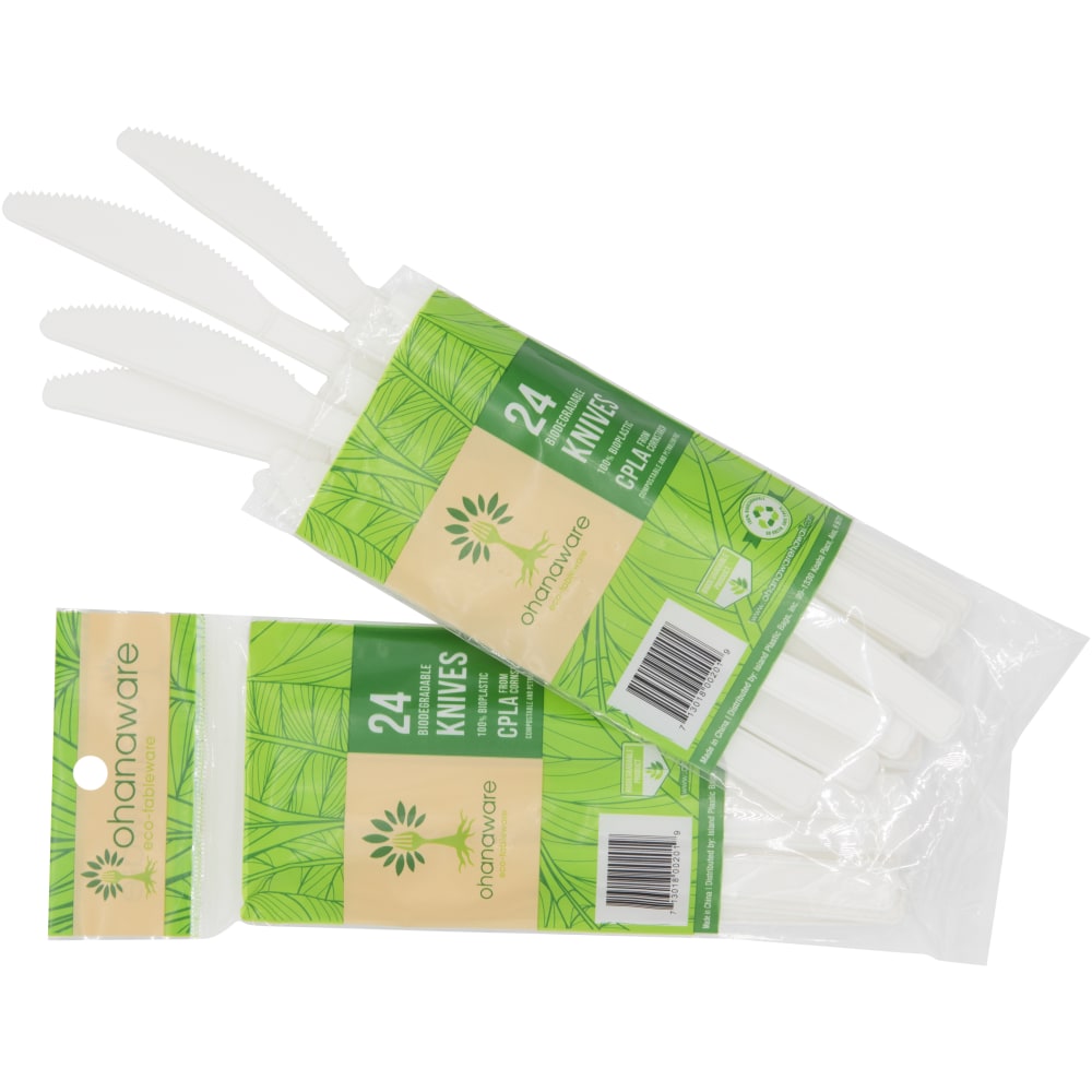 Ohanaware Disposable Cutlery, Knives, White, Pack Of 24 Knives (Min Order Qty 36) MPN:D-PLAK-R