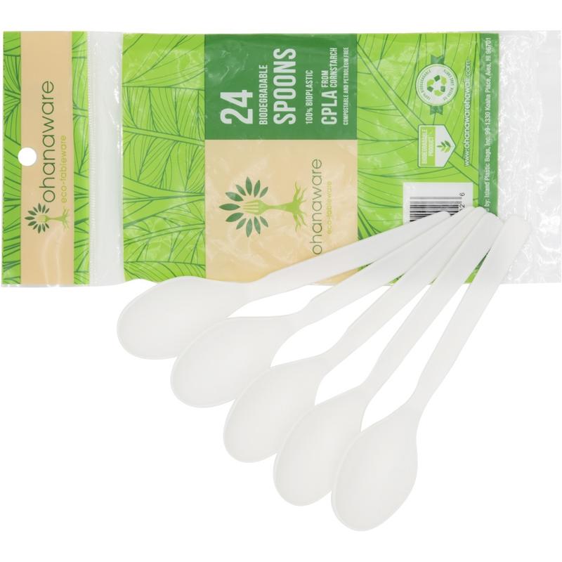 Ohanaware Disposable Cutlery, Spoons, White, Pack Of 24 (Min Order Qty 36) MPN:D-PLAS-R