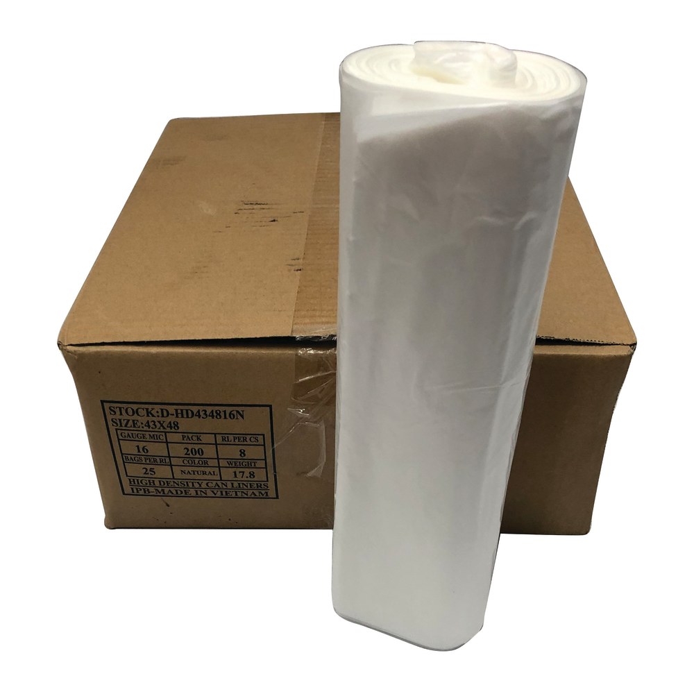 Island Plastic Bags High-Density Trash Liners, 0.63 mil, 54 Gallons, Case Of 200 Liners MPN:D-HD434816N