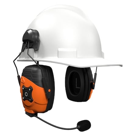 Rechargeable Earmuffs Bluetooth-Enabled Earmuffs Helmet Mount, 21 NRR NRR, Orange MPN:IT-70