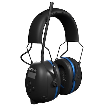 Rechargeable Earmuffs AM/FM radio earmuffs with Bluetooth, 25 NRR NRR, Black/Blue MPN:IT-92