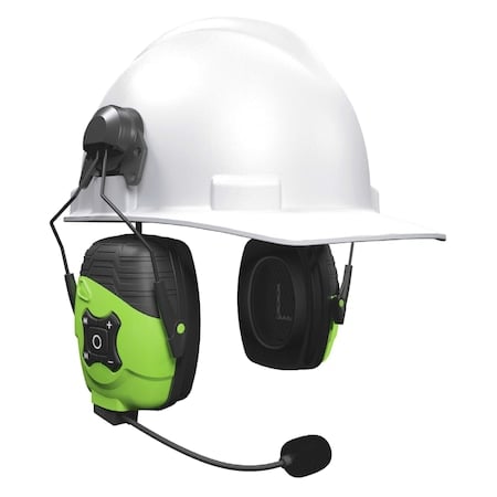 Rechargeable Earmuffs Bluetooth-Enabled Earmuffs with Ambient Sound Helmet Mount, 21 NRR NRR, Green MPN:IT-95