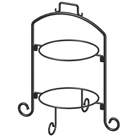 Round Plate Stand, Black, Iron, 2 Tier, 9 In MPN:WR-102