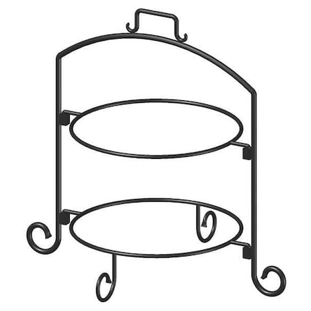 Round Plate Stand, Black, Iron, 2 Tier, 12In MPN:WR-122