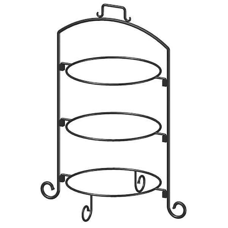 Round Plate Stand, Black, Iron, 3 Tier, 12In MPN:WR-123