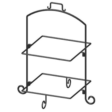 Square Plate Stand, Blk, Iron, 2 Tier, 13In MPN:WR-132