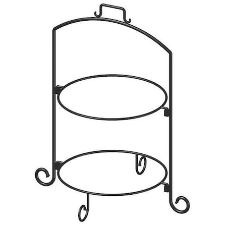 Square Plate Stand, Blk, Iron, 2 Tier, 14In MPN:WR-142