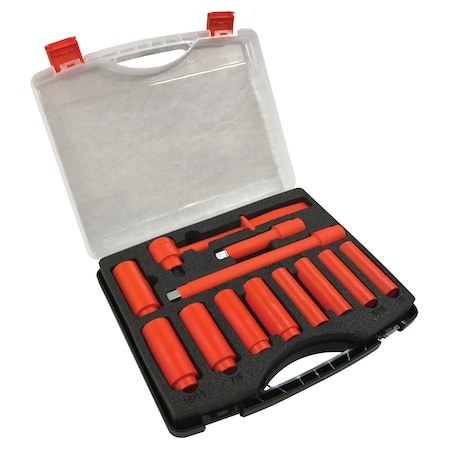 1000V Insulated 1/2-inch Drive Deep Socket Set, 11-Piece MPN:00023