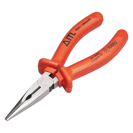 6 1/4 in Needle Nose Plier, Side Cutter Nylon Handle MPN:00051