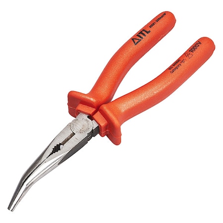 6 1/4 in Bent Needle Nose Plier, Side Cutter Nylon Handle MPN:00071
